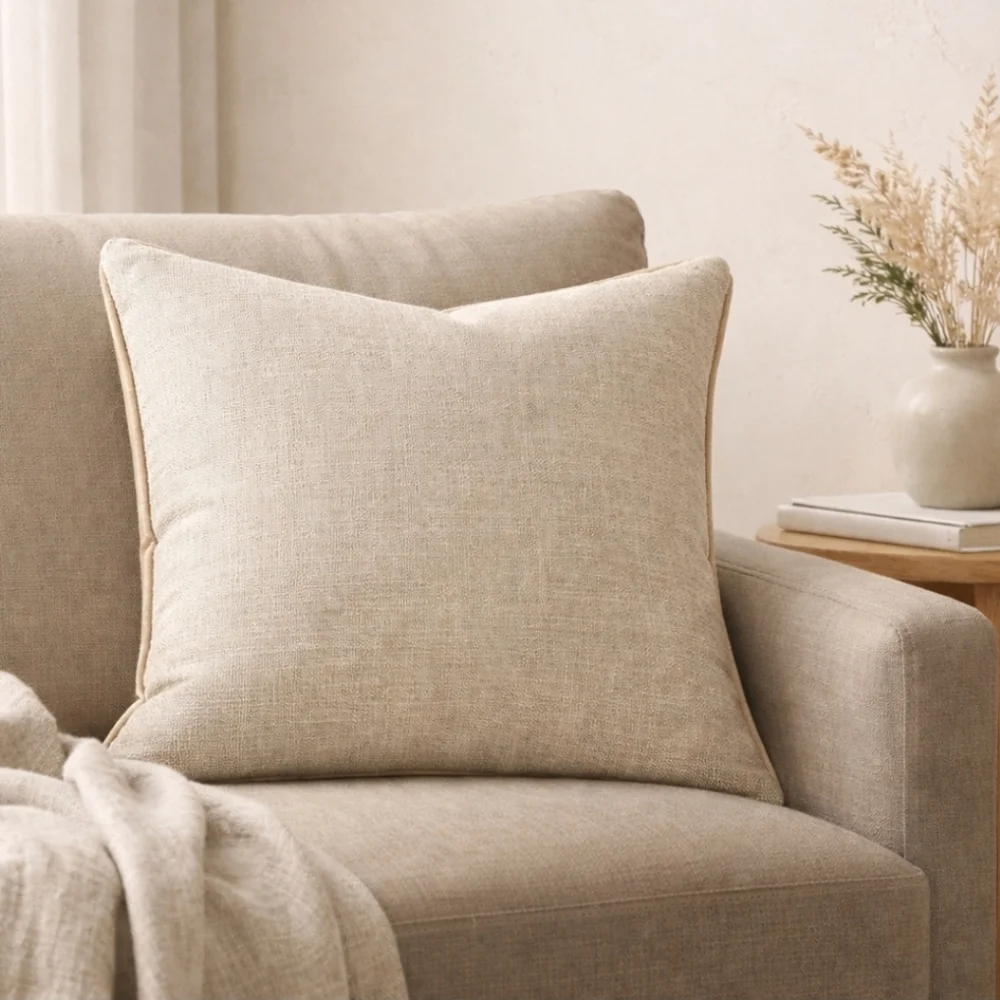 Williams Sonoma Home Pearl Velvet & Linen Pillow Cover 20x20 Reversible Neutral
